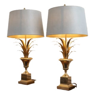 Hollywood Regency Palm Tree Lamps from Maison Boulanger, 1980, Set of 2 For Sale