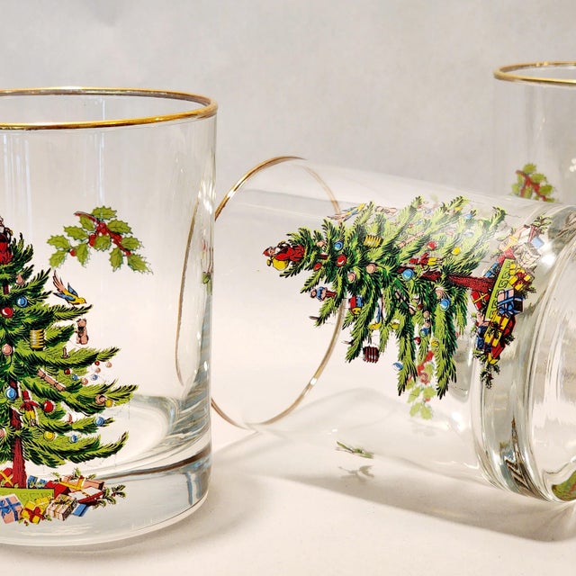 1990s Original Spode Christmas Tree Old Fashioned Barware Glasses- Set of 4 For Sale In New York - Image 6 of 9