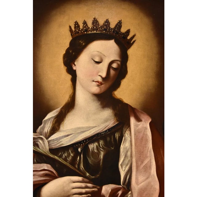 Workshop of Guido Reni, Saint Catherine of Alexandria, 1650, Oil on Canvas, Framed For Sale - Image 4 of 15