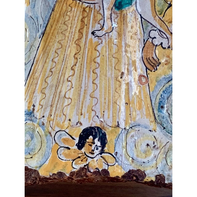 19th Century Italian Hand-Painted Maiolica Madonna & Child Devotional Plaque For Sale - Image 10 of 11