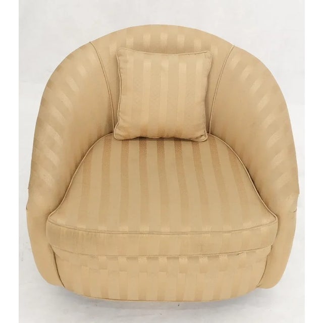 Textile Barrel Back Striped Upholstery Swivel Lounge Chair Milo Baughman For Sale - Image 7 of 13