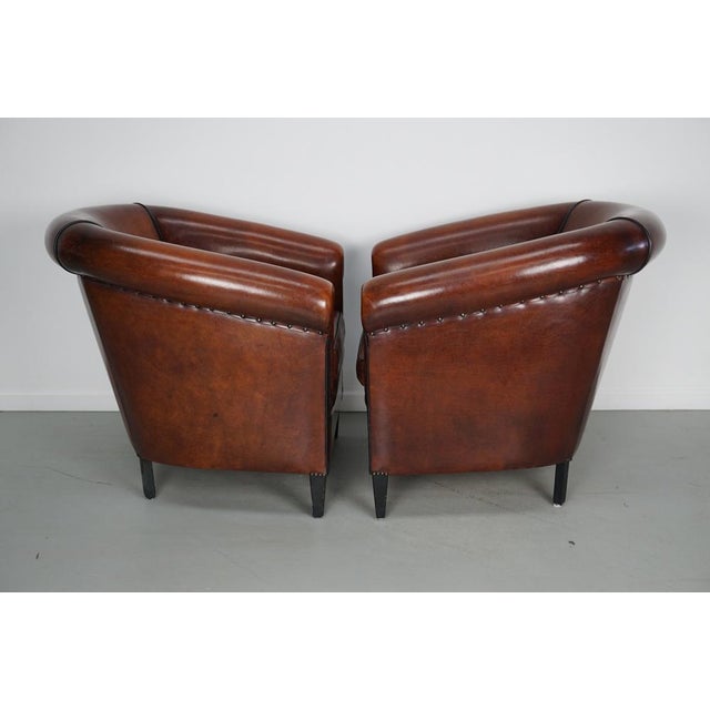 Vintage Dutch Cognac Leather Club Chairs, 1970s, Set of 2 For Sale - Image 6 of 18