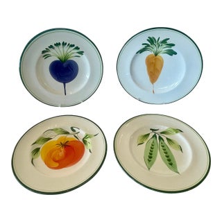 Vintage Hand Painted Italian Pizzato Vegetable Dinner Plates- Set of 4 For Sale