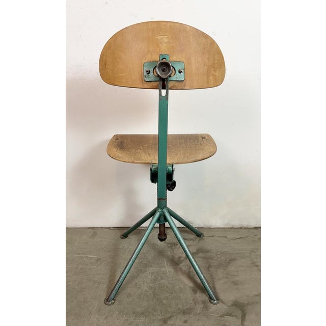 Industrial Dark Green Workshop Chair, 1950s For Sale - Image 13 of 18