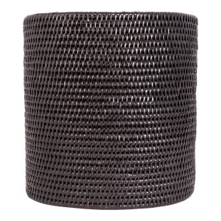 Artifacts Rattan Oval Waste Basket with Metal Liner For Sale