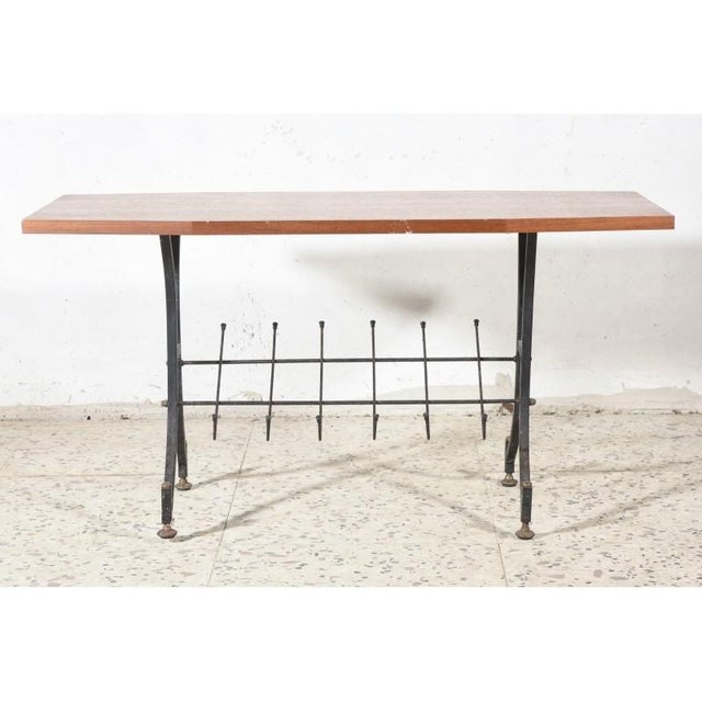 Mid-Century Modern Italian Wooden and Iron Coffee Table, 1960s For Sale - Image 3 of 8