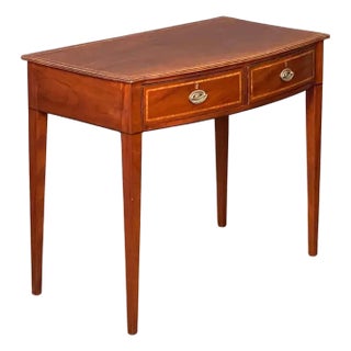 English Serpentine Bow Front Writing Desk or Side Table of Inlaid Mahogany For Sale