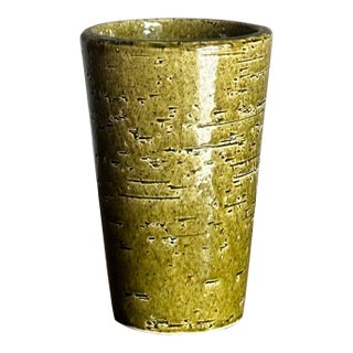 1960s Olive Green Speckled Vase Töreboda Sweden For Sale