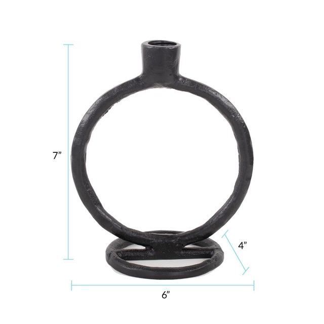 Single Circle Arman Aluminum Candlestick in Black For Sale - Image 9 of 11