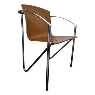 Vintage Chrome and Beech Dining Chair in Bentwood, 1990s For Sale