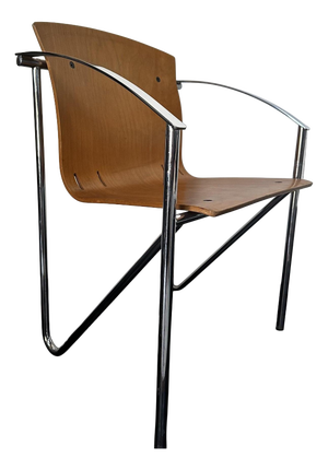 Vintage Chrome and Beech Dining Chair in Bentwood, 1990s