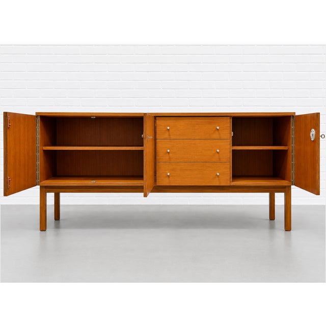 Long Mid Century Modern Teak Credenza | Scandinavian Danish Modern Sideboard, C. 1960's For Sale - Image 4 of 16