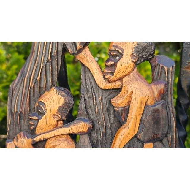 Carved Bas-Relief in Afromosia African Teak, Rwanda, 1970s For Sale - Image 3 of 10