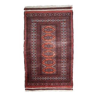 1960s Handmade Vintage Uzbek Bukhara Distressed Rug For Sale