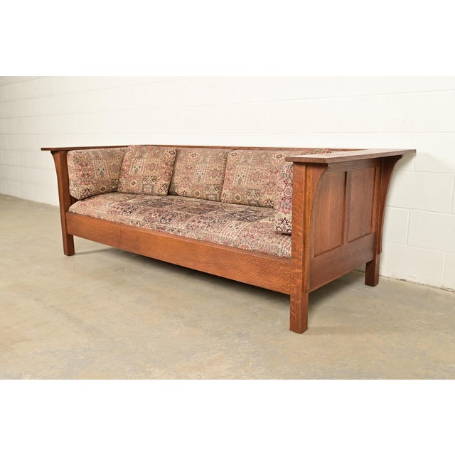 Mission Stickley Mission Oak Arts and Crafts Settle Sofa For Sale - Image 3 of 11