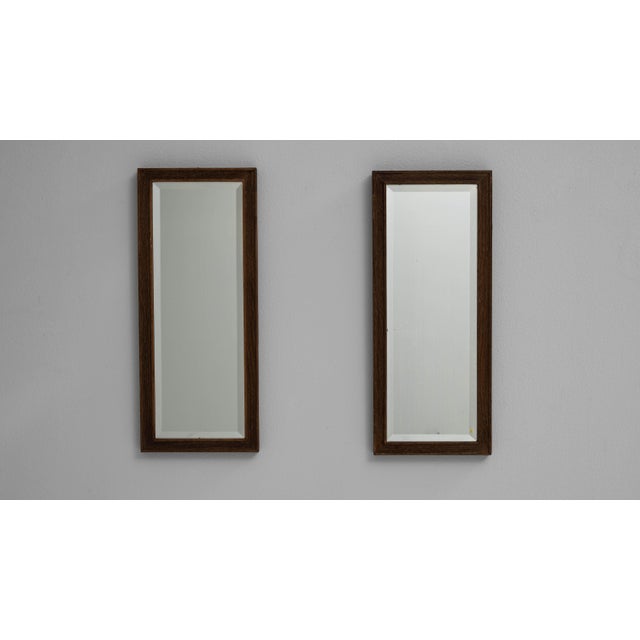 Wood 1900s French Black Wood Beveled Wall Mirrors, a Pair For Sale - Image 7 of 18