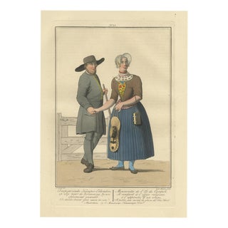 Maaskamp, Mennonites of Kampereiland on the Way to Meeting, Dutch Costume, 1820, Engraving For Sale