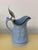 Blue Antique Victorian Salt Glazed Pitcher With Pewter Lid For Sale - Image 8 of 8