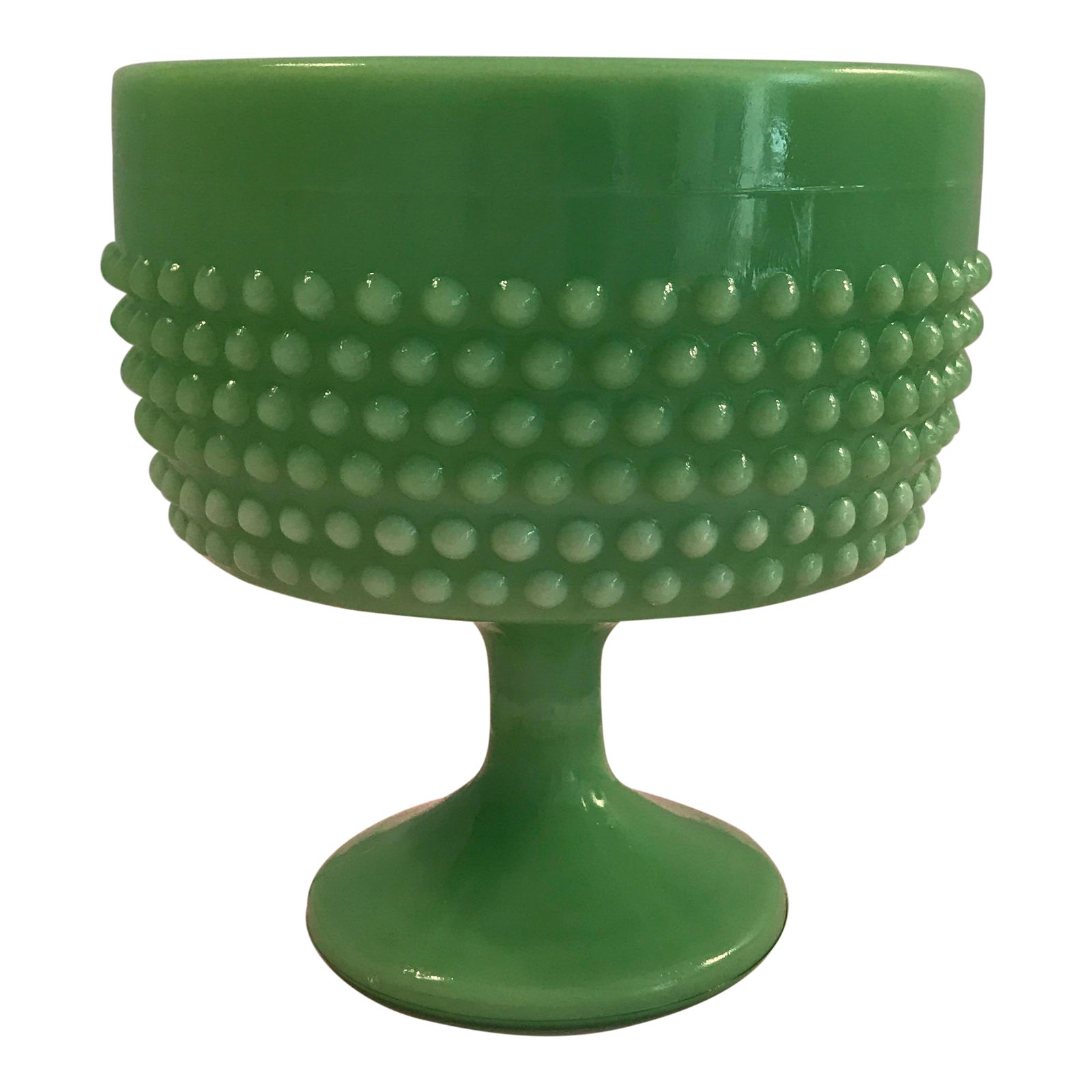Fenton Style MidCentury Green Milk Glass Dessert Bowl Chairish