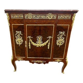 French Rococo Style Marble Topped Cabinet For Sale