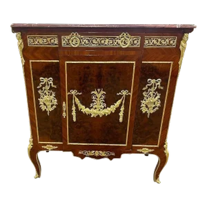 French Rococo Style Marble Topped Cabinet