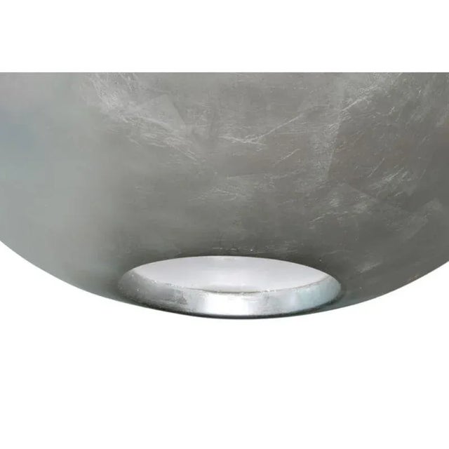 A large vintage plafonnier in modern style with an inverted half dome shape, silver leaf finish to resin or fiberglass and...