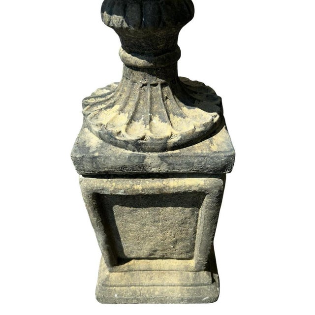 Italian Renaissance Stone Campana Garden Urns, Set of 2 For Sale - Image 6 of 10