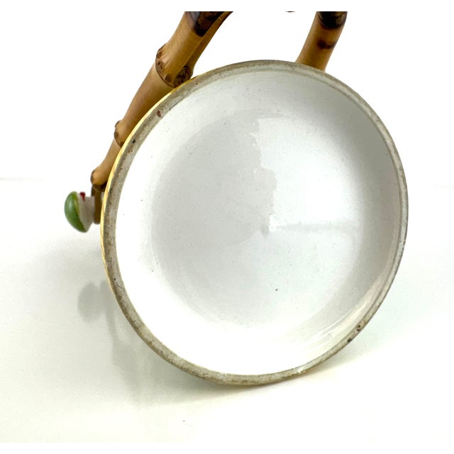 1960s Hand-Painted Italian Ceramic Vase With Bamboo Handle For Sale - Image 15 of 15