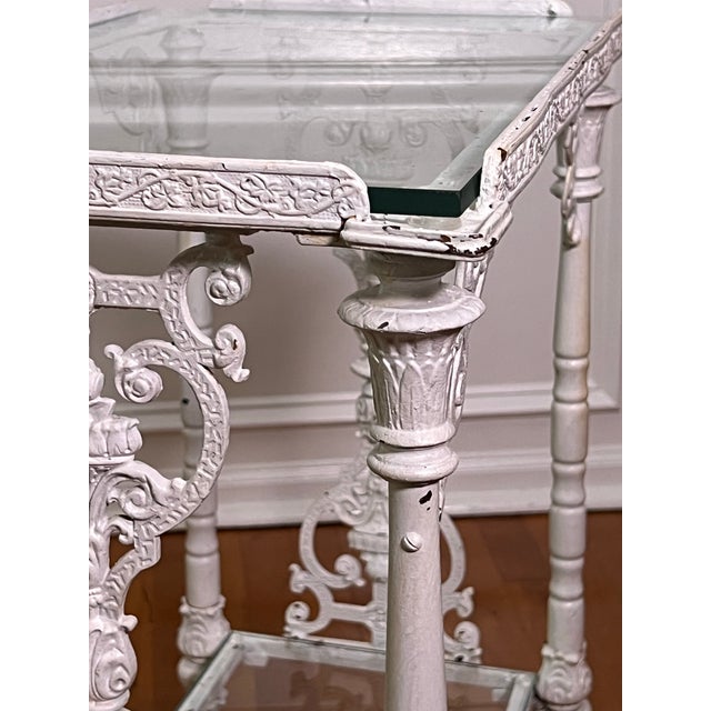 Antique French Cast Iron Two-Tier Garden Table, Etagere With Glass Tops. Circa 1880 For Sale - Image 12 of 13