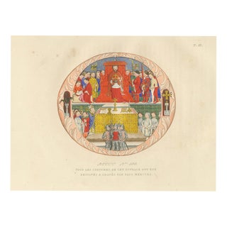 Mercuri, Medieval Royal Court and Altar Ceremony, Hand-Colored Print, 1845, Print For Sale