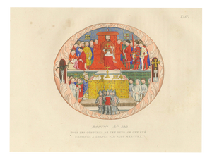 Mercuri, Medieval Royal Court and Altar Ceremony, Hand-Colored Print, 1845, Print