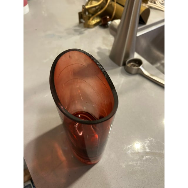 1980s Amber Glass Regency-Style Oval-Shape Vase For Sale - Image 4 of 5
