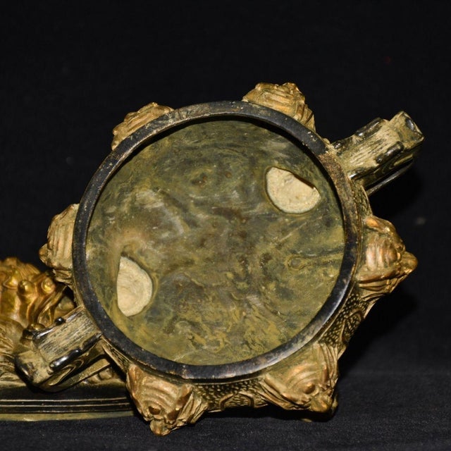 Bronze Ornate Bronze Dragon Censer - Chinese Style Incense Burner With Foo Dog Lid For Sale - Image 8 of 8