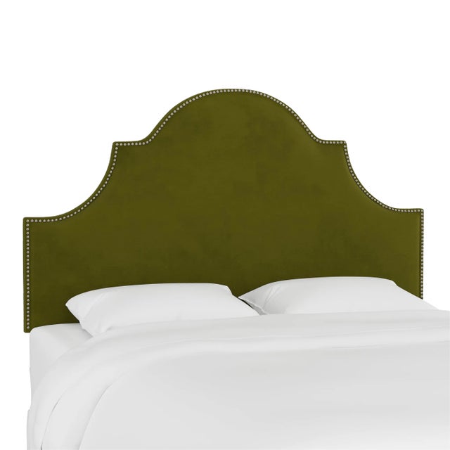 Halsted Headboard in Apple Green Classic Velvet, King For Sale
