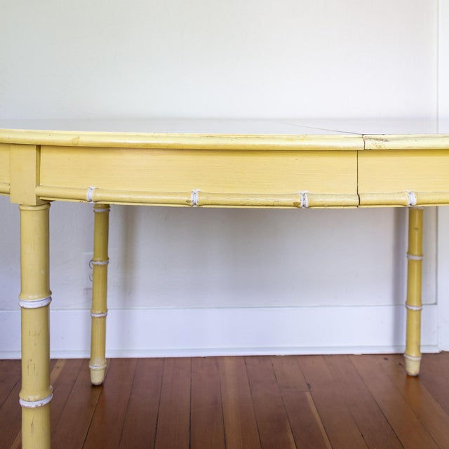 Thomasville Faux Bamboo Butter Yellow Oval Dining Table For Sale - Image 9 of 12