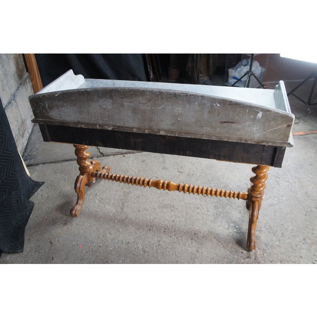 Antique Victorian Walnut Marble Washstand Dry Sink Drybar Parlor Stand 48" For Sale - Image 14 of 16