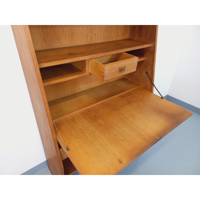 Vintage Oak Bookcase with Secretary, 1960s For Sale - Image 17 of 18