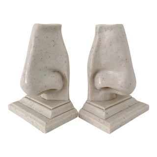 Vintage Oversized Nose Faux Marble Bookends - a Pair For Sale
