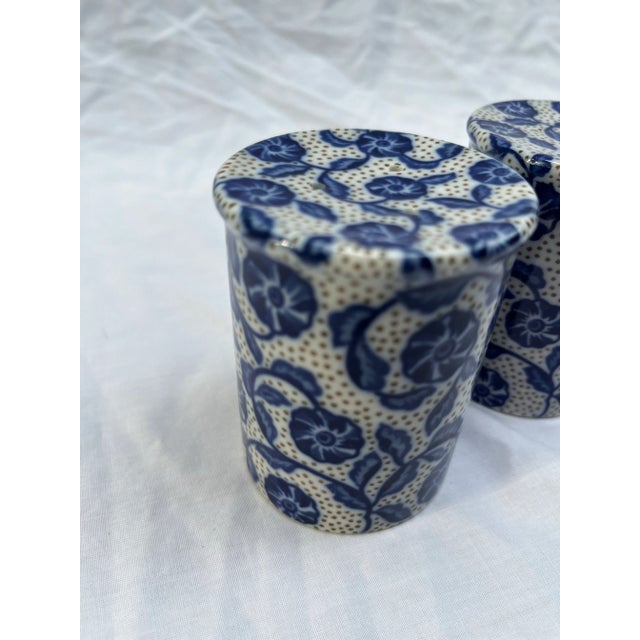 Blue and White Floral Porcelain Salt and Pepper Shakers a Pair For Sale - Image 6 of 7