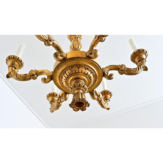 French 19th Century Carved Giltwood Neoclassical Chandelier For Sale - Image 10 of 12