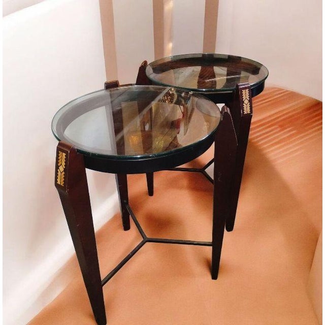 Traditional Fabulous Pair of Traditional Round Side Tables. Inspired by 18th and 19th-Century Aesthetics For Sale - Image 3 of 5