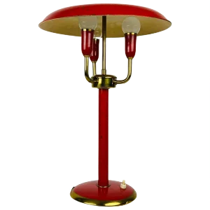 Red Italian Table Lamp with 3 Arms in the Style of Stilnovo, 1960s, Italy