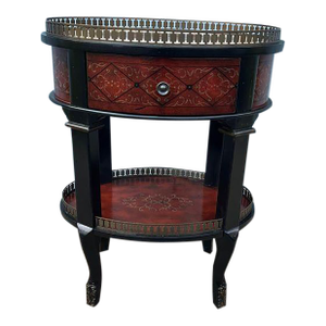 Fancy Wooden 2 Tier Single Drawer Oval Side Table.