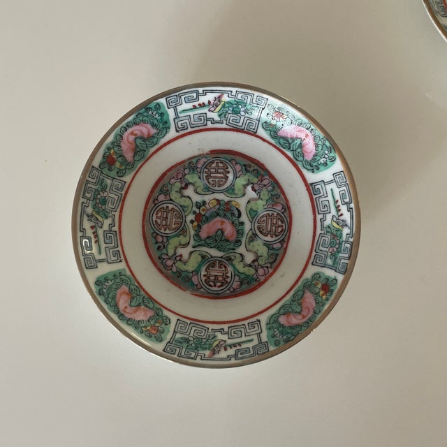 Chinoiserie Vintage Chinese Famille Rose Canton Porcelain Plates- Set of 5 For Sale - Image 3 of 6