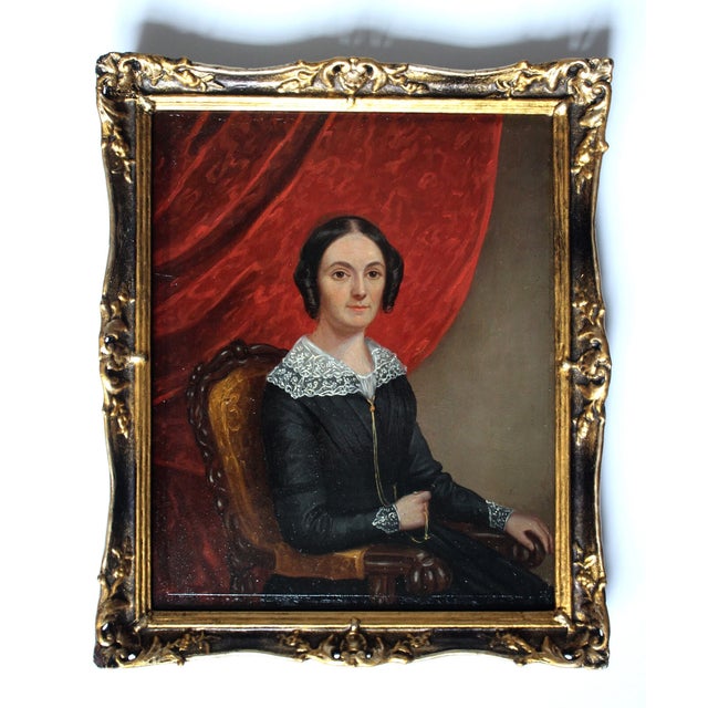 Biedermeier Artist, Portrait of a Young Lady Seated, Oil on Canvas, 1840, Framed For Sale - Image 14 of 14