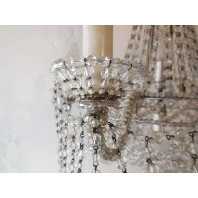 Metal Italian Beaded Crystal Basket Silver Chandelier For Sale - Image 7 of 10
