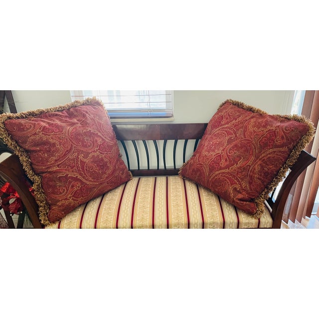 Ralph Lauren Pair Paisley Pillows With Fringe Duck Feather Down Insert For Sale In Miami - Image 6 of 9