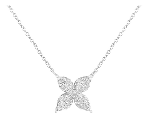 10K White Gold 1/2 Cttw Brilliant Round Diamond Marquise Shaped 4 Leaf Clover Adjustable 16-18" Inch Pendant Necklace (I-J Color, I1-I2 Clarity)