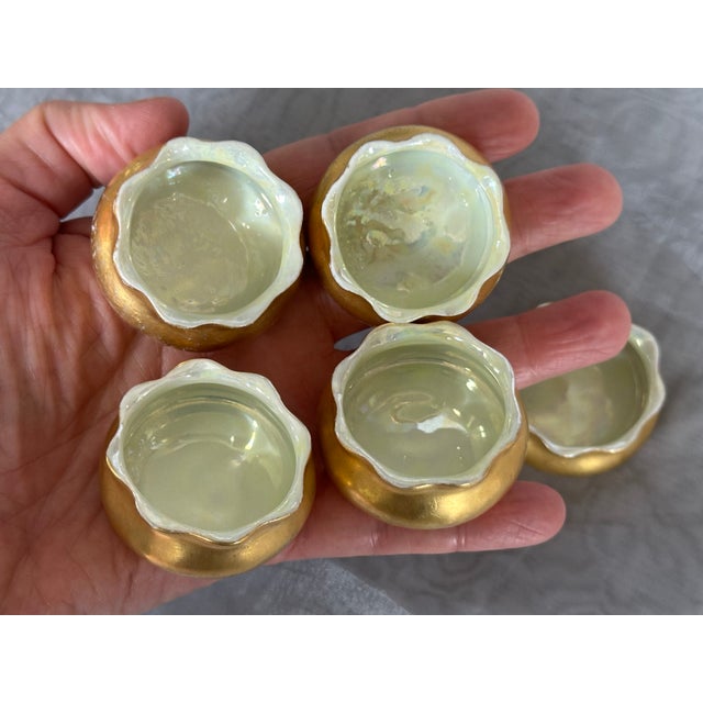 Antique O&eg Oscar and Edgar Gutherz Royal Austria Porcelain Salt Cellars Set of 5 For Sale - Image 4 of 10