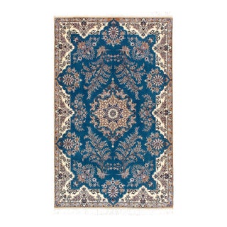Pasargad DC Light Blue Handmade Silk & Wool Rug For Sale
